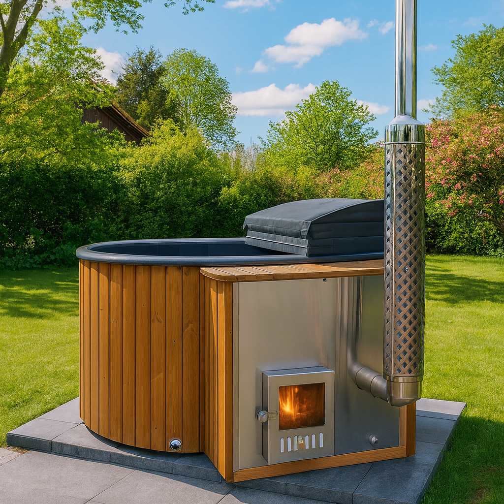 Eclipse 2-Persoons Hottub – Luxe Houtgestookte Hottub met Hydrojets, Bubbels & Thermowood Afwerking | Compacte Spa voor Tuin & Terras