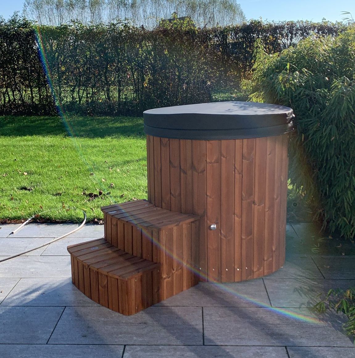 Horizon Ice Bath – Koudwaterbad - Cold Plunge - Met Poolex Smart Chiller – 400 Liter Ijsbad – Thermowood Buitenafwerking – Fiberglass Binnenkuip – Premium Ijsbad Voor Koude Training – Met Wifi Bediening En Filter - Voor Thuis / Commercieel gebruik