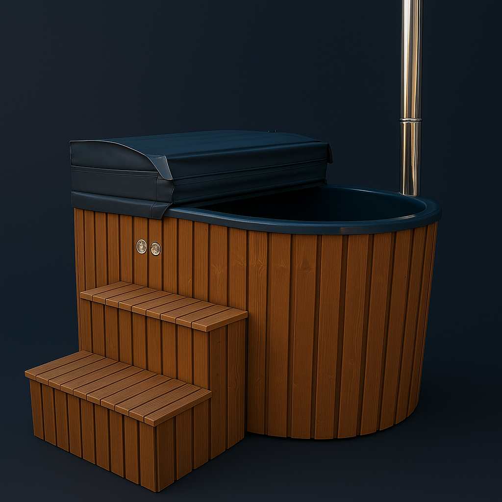 Eclipse 2-Persoons Hottub – Luxe Houtgestookte Hottub met Hydrojets, Bubbels & Thermowood Afwerking | Compacte Spa voor Tuin & Terras