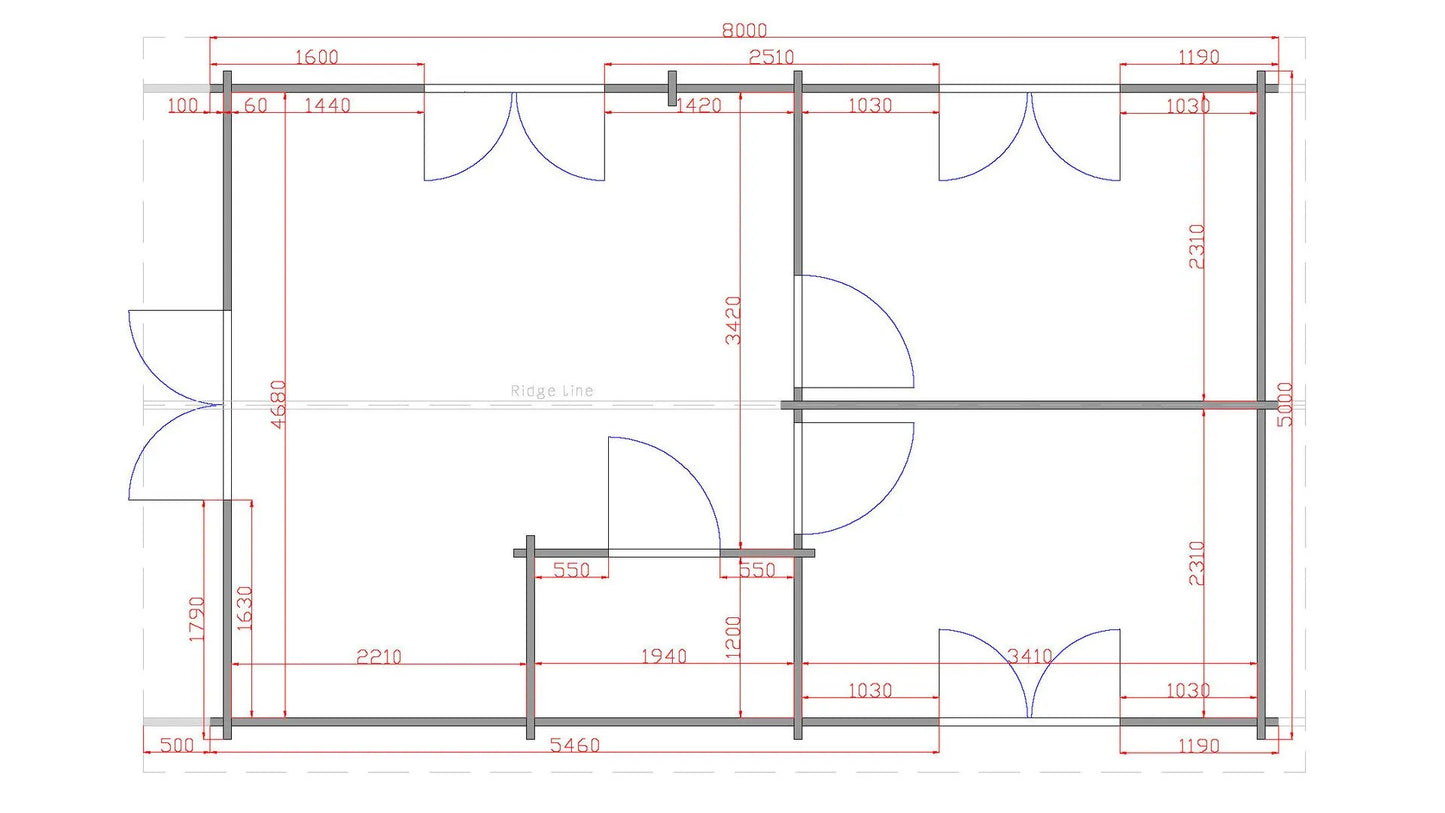 Houten Blokhut / Cabin met 2 Slaapkamers – Model Zandvoort | 53m² Tuinhuis of Mantelzorgwoning – Compleet Geïsoleerd