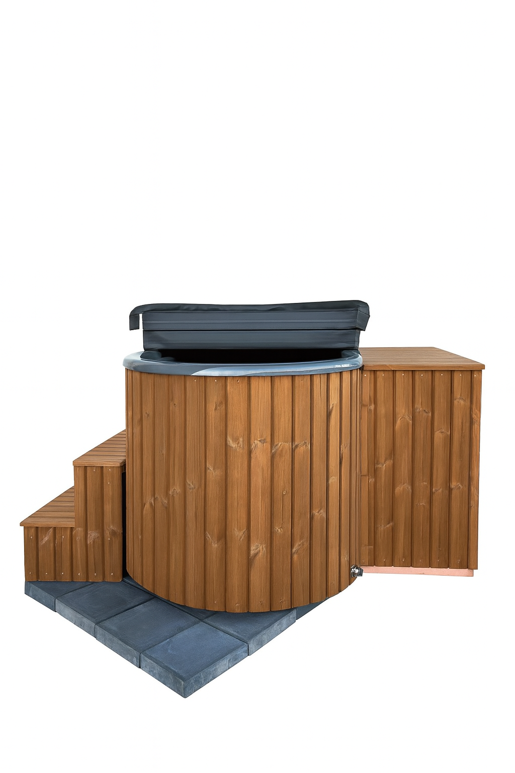 Eclipse 2-Persoons Hottub – Luxe Houtgestookte Hottub met Hydrojets, Bubbels & Thermowood Afwerking | Compacte Spa voor Tuin & Terras