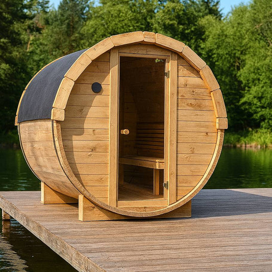 Horizon Ember 2 | 4-Persoons Barrel Sauna | 200cm | Compact voor Maximale Ontspanning | Luxe 2 Meter Barrel Sauna voor 4 Personen | LED Verlichting