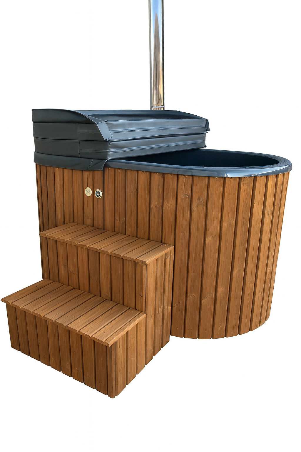 Eclipse 2-Persoons Hottub – Luxe Houtgestookte Hottub met Hydrojets, Bubbels & Thermowood Afwerking | Compacte Spa voor Tuin & Terras