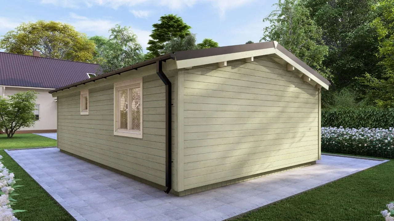 Houten Blokhut / Cabin met 2 Slaapkamers – Model Zandvoort | 53m² Tuinhuis of Mantelzorgwoning – Compleet Geïsoleerd