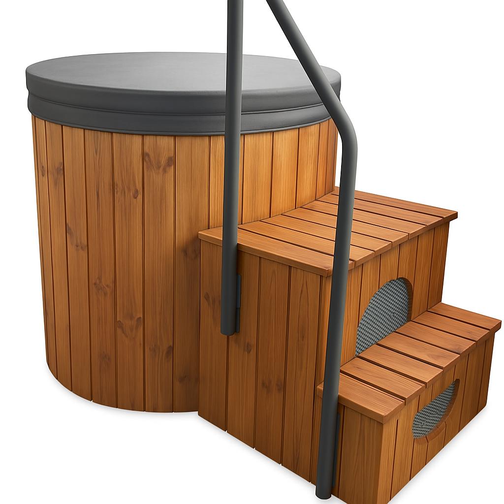 Stockholm Thermohout Ice Bath – Koudwaterbad - Cold Plunge – 400 Liter Ijsbad – Thermowood Buitenafwerking – Fiberglass Binnenkuip – Premium IJsbad Voor Koude Training / Koudwatertherapie - Voor Thuis / Commercieel gebruik