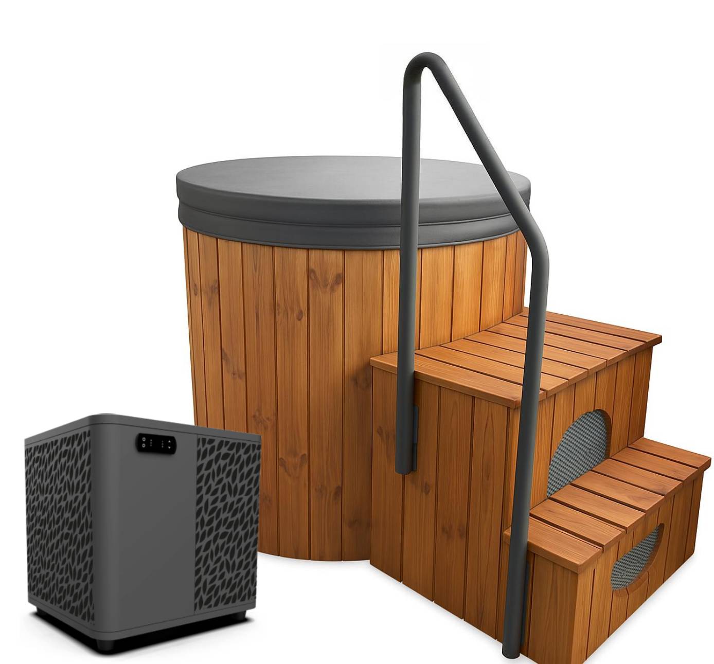 Horizon Ice Bath – Koudwaterbad - Cold Plunge - Met Poolex Smart Chiller – 400 Liter Ijsbad – Thermowood Buitenafwerking – Fiberglass Binnenkuip – Premium Ijsbad Voor Koude Training – Met Wifi Bediening En Filter - Voor Thuis / Commercieel gebruik