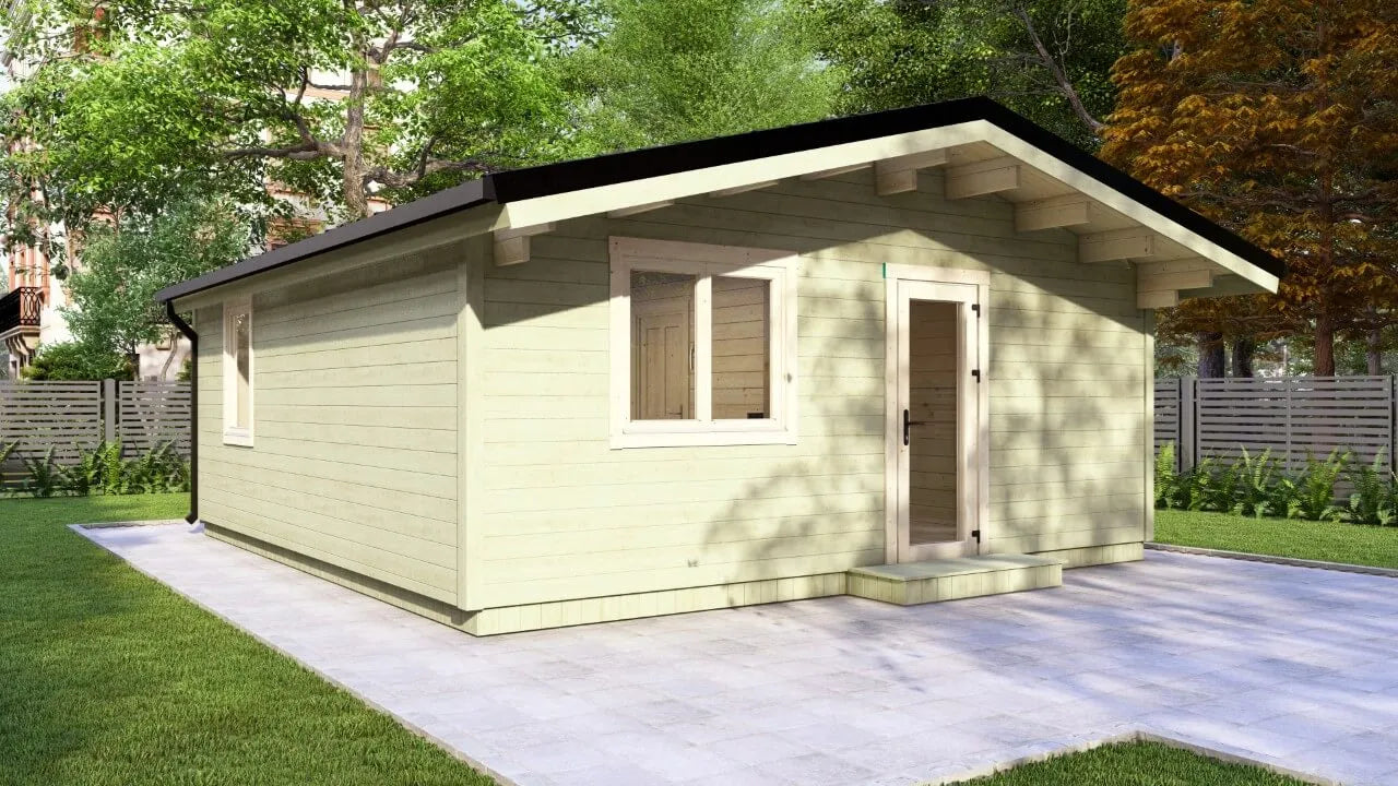 38m² Tuinhuis / Blokhut met 1 Slaapkamer – Model Lunteren | Geïsoleerde Houten Cabin – Perfect als Gastenverblijf, Mantelzorgwoning of Tiny House