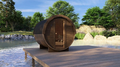 Horizon Ember 2 | 4-Persoons Barrel Sauna | 200cm | Compact voor Maximale Ontspanning | Luxe 2 Meter Barrel Sauna voor 4 Personen | LED Verlichting