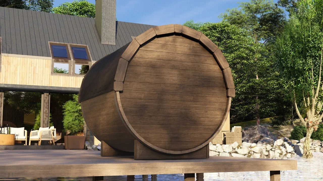 Horizon Ember 2 | 4-Persoons Barrel Sauna | 200cm | Compact voor Maximale Ontspanning | Luxe 2 Meter Barrel Sauna voor 4 Personen | LED Verlichting