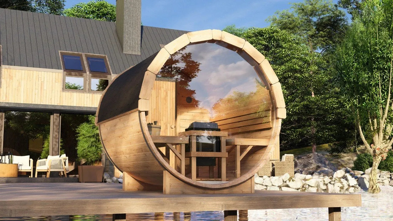 Horizon Ember 2 | 4-Persoons Barrel Sauna | 200cm | Compact voor Maximale Ontspanning | Luxe 2 Meter Barrel Sauna voor 4 Personen | LED Verlichting
