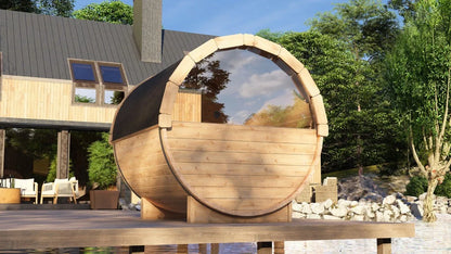 Horizon Ember 2 | 4-Persoons Barrel Sauna | 200cm | Compact voor Maximale Ontspanning | Luxe 2 Meter Barrel Sauna voor 4 Personen | LED Verlichting