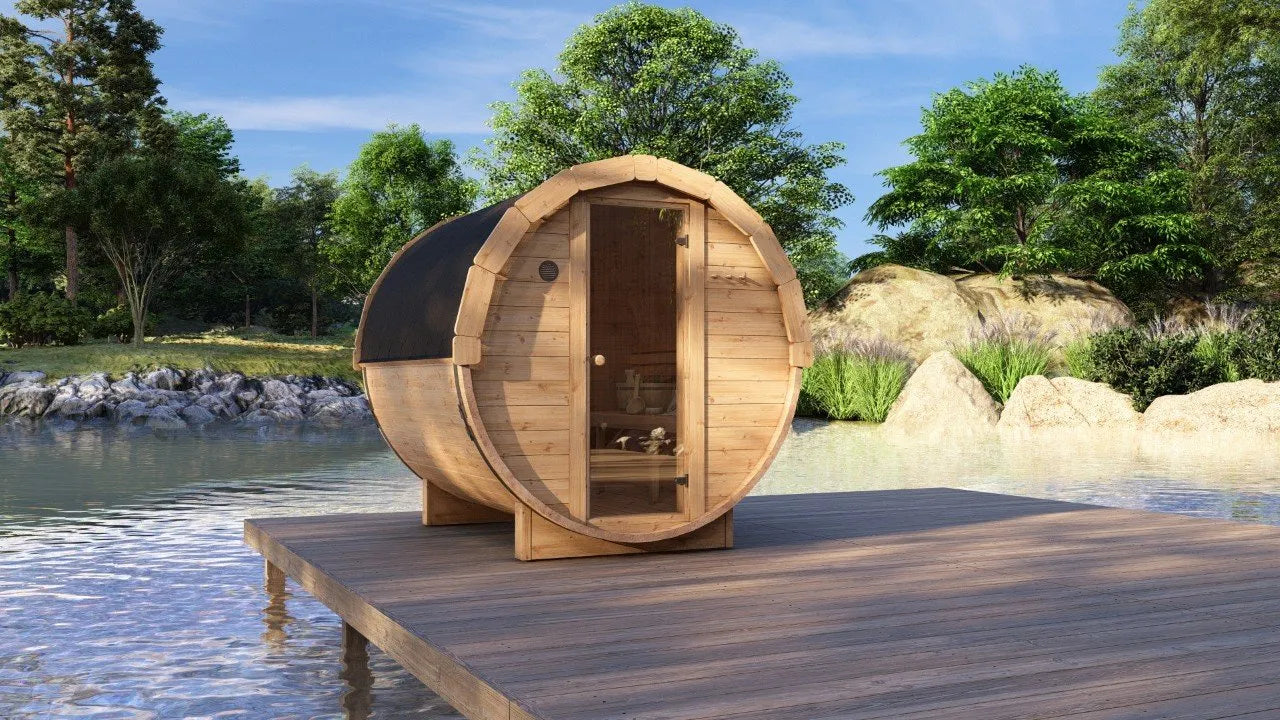 Horizon Ember 2 | 4-Persoons Barrel Sauna | 200cm | Compact voor Maximale Ontspanning | Luxe 2 Meter Barrel Sauna voor 4 Personen | LED Verlichting