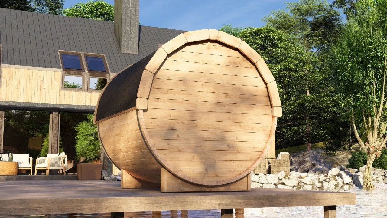 Horizon Ember 2 | 4-Persoons Barrel Sauna | 200cm | Compact voor Maximale Ontspanning | Luxe 2 Meter Barrel Sauna voor 4 Personen | LED Verlichting