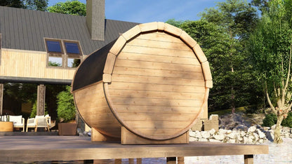 Horizon Ember 2 | 4-Persoons Barrel Sauna | 200cm | Compact voor Maximale Ontspanning | Luxe 2 Meter Barrel Sauna voor 4 Personen | LED Verlichting