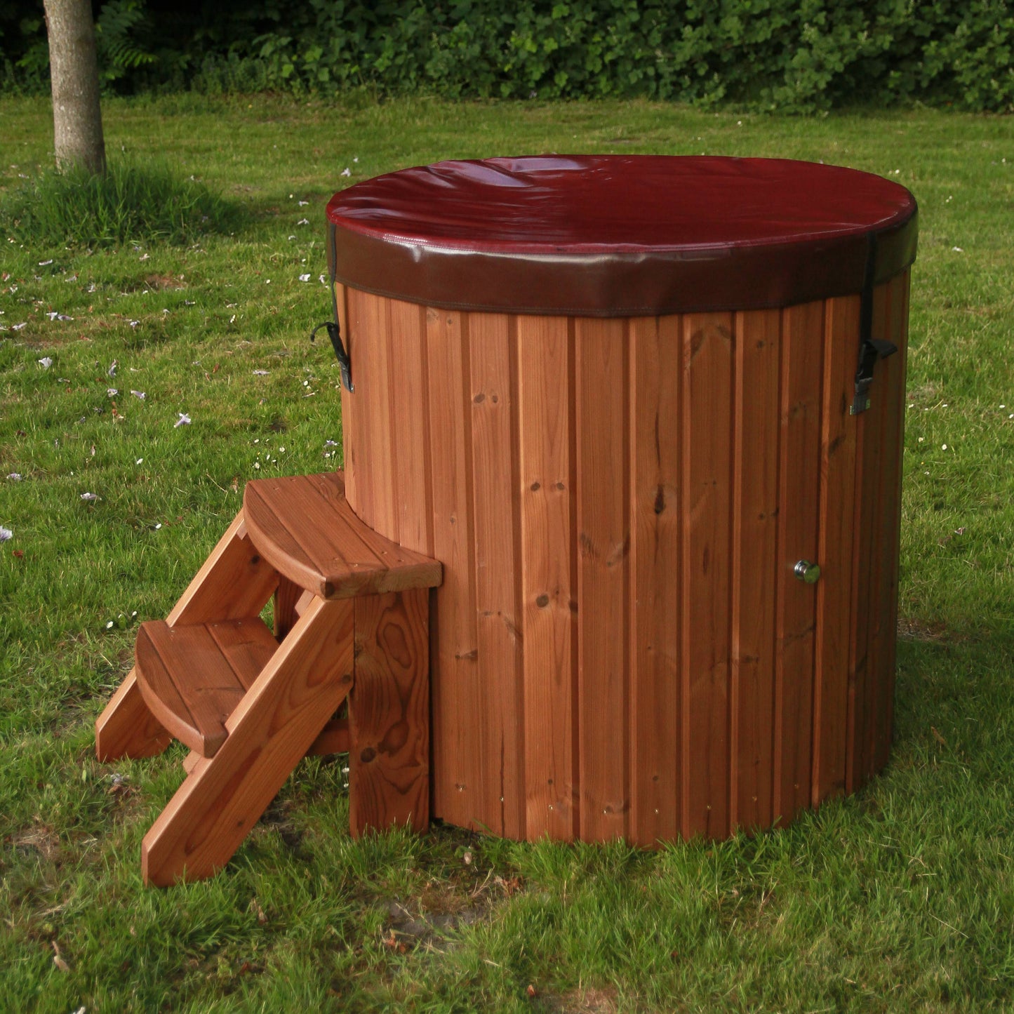 Horizon Cabins - IJsbad - Model Pure - Ice Bath – Houten IJsbad – Koudwaterbad – Ice Tub – Fiberglass Dompelbad – Thermowood Buitenbad – IJswaterkuip – Koude Therapie Ton – Europees Gemaakt – 400 Liter – Ø100 cm – Wellness IJsbad