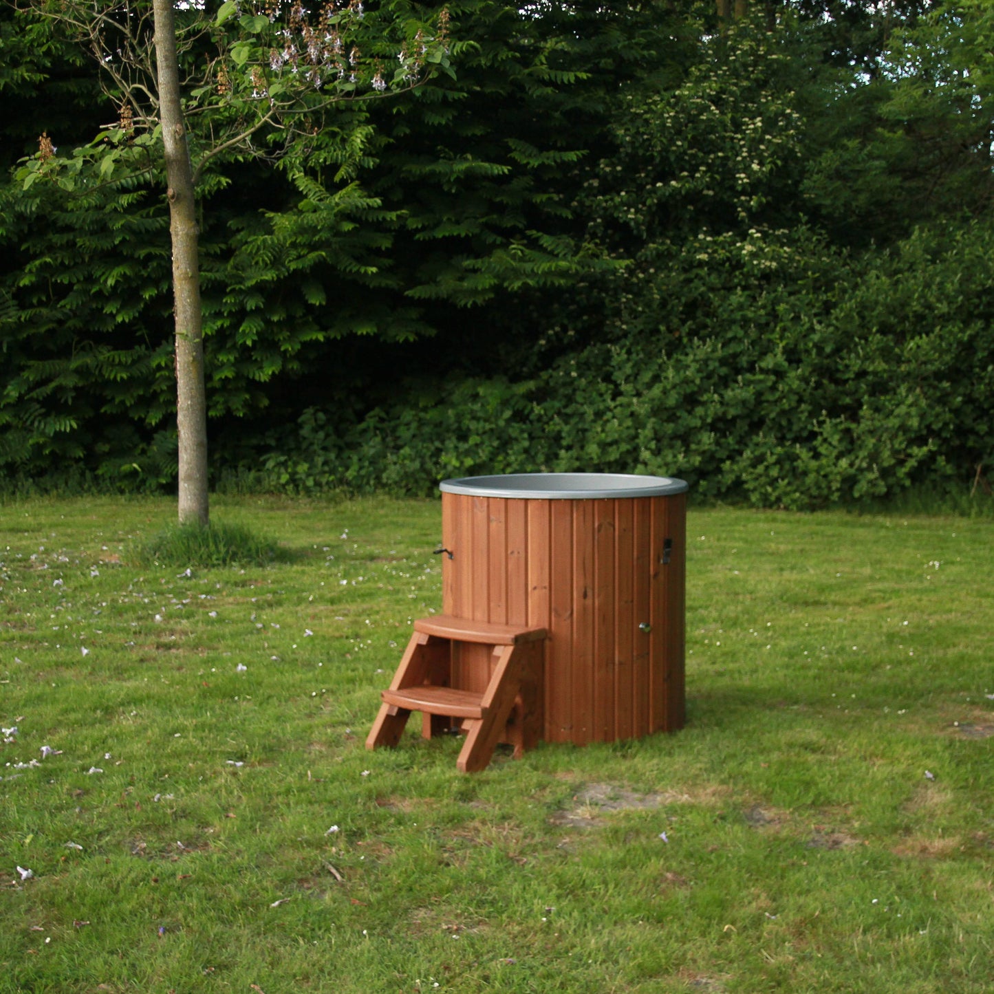 Horizon Cabins - IJsbad - Model Pure - Ice Bath – Houten IJsbad – Koudwaterbad – Ice Tub – Fiberglass Dompelbad – Thermowood Buitenbad – IJswaterkuip – Koude Therapie Ton – Europees Gemaakt – 400 Liter – Ø100 cm – Wellness IJsbad