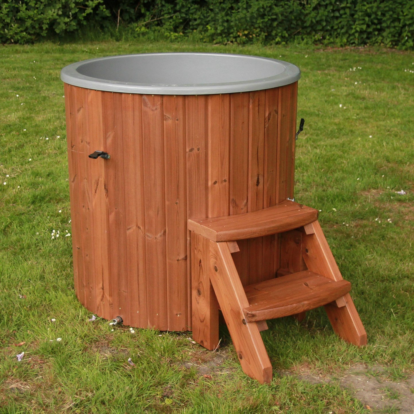 Horizon Cabins - IJsbad - Model Pure - Ice Bath – Houten IJsbad – Koudwaterbad – Ice Tub – Fiberglass Dompelbad – Thermowood Buitenbad – IJswaterkuip – Koude Therapie Ton – Europees Gemaakt – 400 Liter – Ø100 cm – Wellness IJsbad