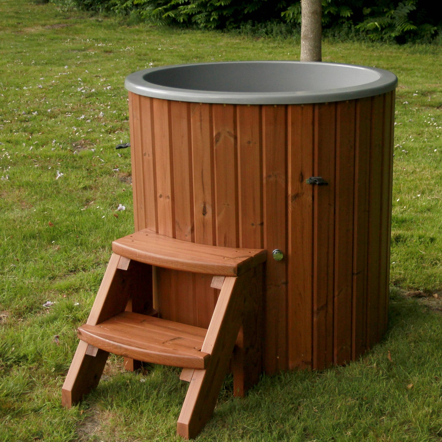 Horizon Cabins - IJsbad - Model Pure - Ice Bath – Houten IJsbad – Koudwaterbad – Ice Tub – Fiberglass Dompelbad – Thermowood Buitenbad – IJswaterkuip – Koude Therapie Ton – Europees Gemaakt – 400 Liter – Ø100 cm – Wellness IJsbad