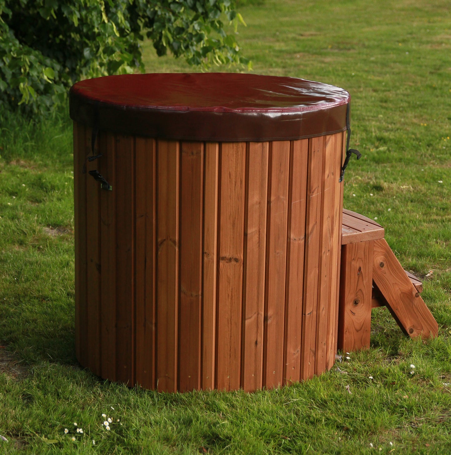 Horizon Cabins - IJsbad - Model Pure - Ice Bath – Houten IJsbad – Koudwaterbad – Ice Tub – Fiberglass Dompelbad – Thermowood Buitenbad – IJswaterkuip – Koude Therapie Ton – Europees Gemaakt – 400 Liter – Ø100 cm – Wellness IJsbad