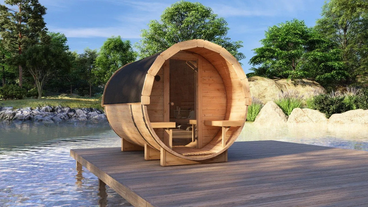 Horizon Ember 2 | 4-Persoons Barrel Sauna | 200cm | Compact voor Maximale Ontspanning | Luxe 2 Meter Barrel Sauna voor 4 Personen | LED Verlichting