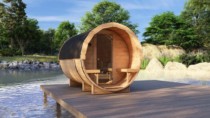 Horizon Ember 2 | 4-Persoons Barrel Sauna | 200cm | Compact voor Maximale Ontspanning | Luxe 2 Meter Barrel Sauna voor 4 Personen | LED Verlichting