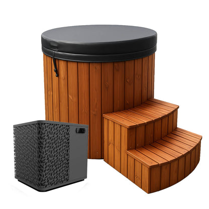Stockholm Thermohout Ice Bath – Koudwaterbad - Cold Plunge – 400 Liter Ijsbad – Thermowood Buitenafwerking – Fiberglass Binnenkuip – Premium IJsbad Voor Koude Training / Koudwatertherapie - Voor Thuis / Commercieel gebruik