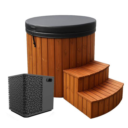 Stockholm Thermohout Ice Bath – Koudwaterbad - Cold Plunge – 400 Liter Ijsbad – Thermowood Buitenafwerking – Fiberglass Binnenkuip – Premium IJsbad Voor Koude Training / Koudwatertherapie - Voor Thuis / Commercieel gebruik