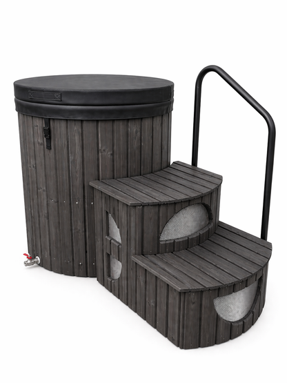 Stockholm Thermohout Ice Bath – Koudwaterbad - Cold Plunge – 400 Liter Ijsbad – Thermowood Buitenafwerking – Fiberglass Binnenkuip – Premium IJsbad Voor Koude Training / Koudwatertherapie - Voor Thuis / Commercieel gebruik