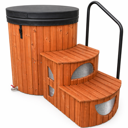 Stockholm Thermohout Ice Bath – Koudwaterbad - Cold Plunge – 400 Liter Ijsbad – Thermowood Buitenafwerking – Fiberglass Binnenkuip – Premium IJsbad Voor Koude Training / Koudwatertherapie - Voor Thuis / Commercieel gebruik