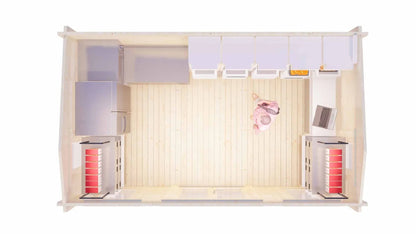 15m² Tuinhuis / Blokhut – Model Deventer | Compacte Houten Cabin met Veel Lichtinval – Ideaal voor Thuiswerken, Hobby of Yoga