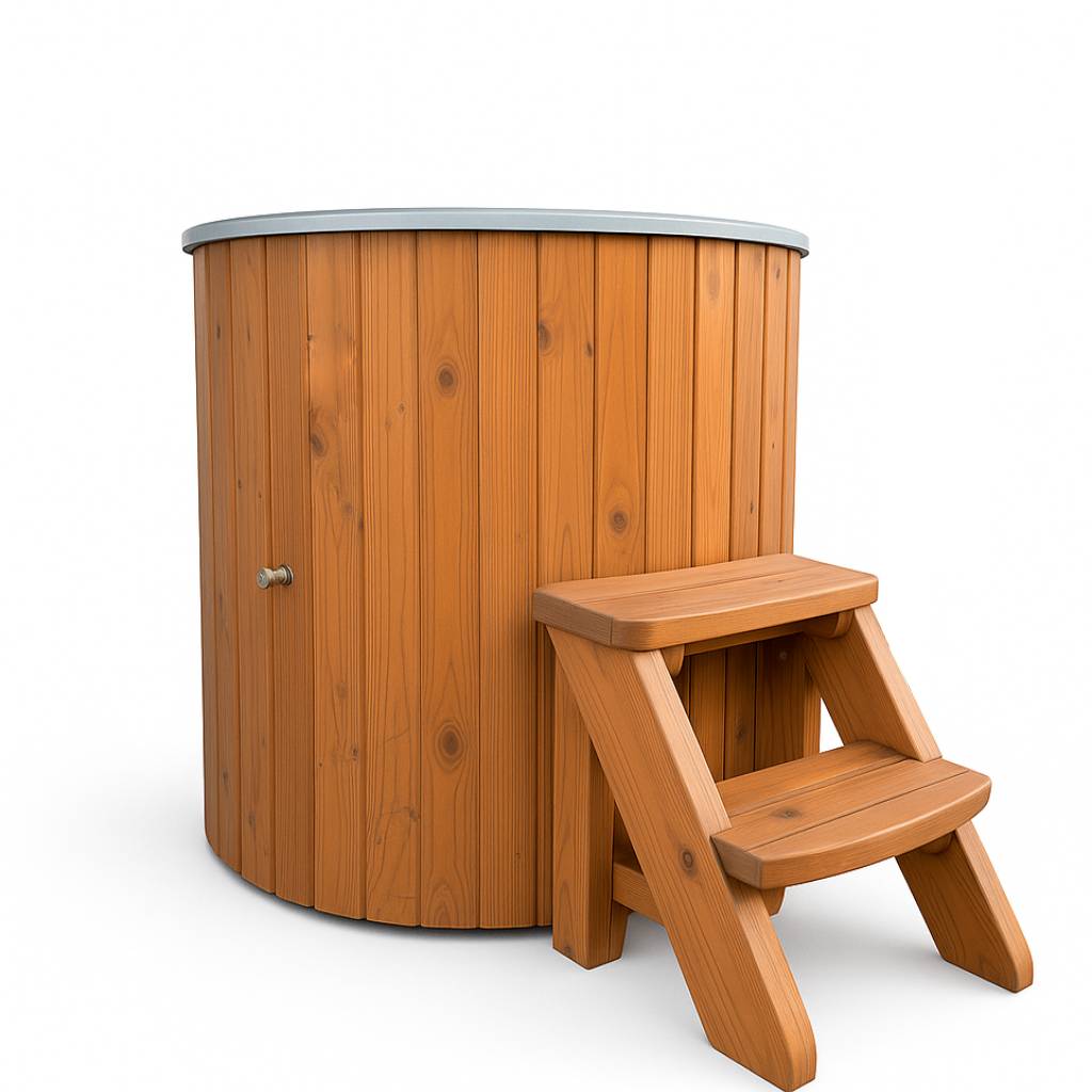 Horizon Cabins - IJsbad - Model Pure - Ice Bath – Houten IJsbad – Koudwaterbad – Ice Tub – Fiberglass Dompelbad – Thermowood Buitenbad – IJswaterkuip – Koude Therapie Ton – Europees Gemaakt – 400 Liter – Ø100 cm – Wellness IJsbad