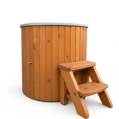 Horizon Cabins - IJsbad - Model Pure - Ice Bath – Houten IJsbad – Koudwaterbad – Ice Tub – Fiberglass Dompelbad – Thermowood Buitenbad – IJswaterkuip – Koude Therapie Ton – Europees Gemaakt – 400 Liter – Ø100 cm – Wellness IJsbad