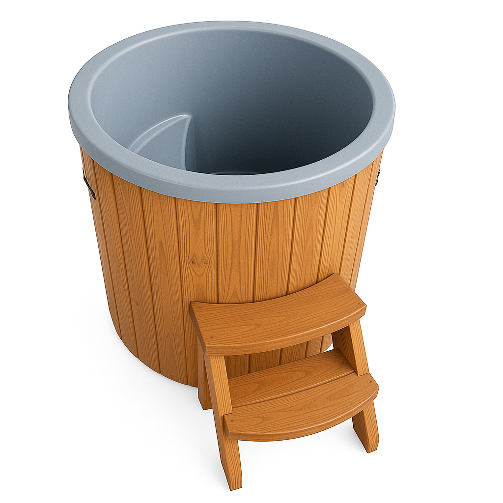Horizon Cabins - IJsbad - Model Pure - Ice Bath – Houten IJsbad – Koudwaterbad – Ice Tub – Fiberglass Dompelbad – Thermowood Buitenbad – IJswaterkuip – Koude Therapie Ton – Europees Gemaakt – 400 Liter – Ø100 cm – Wellness IJsbad