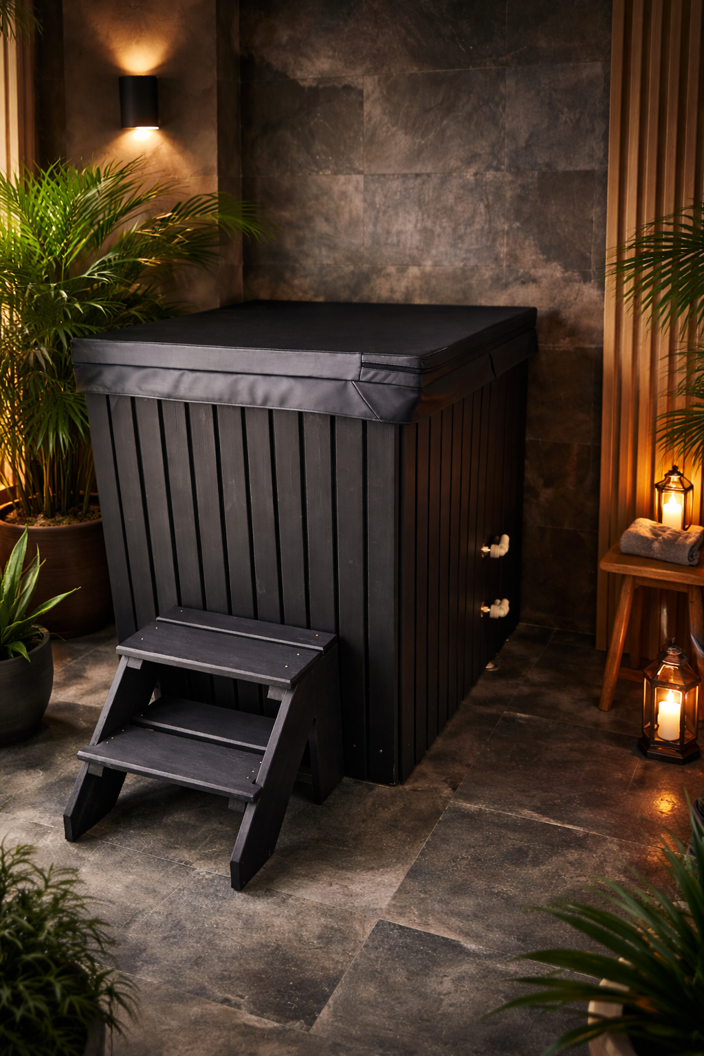 Horizon Thermowood Cold Plunge – Gletsjer – Koudwaterbad / Ice Bath / Hot Tub Functie – Met Poolex Smart Chiller – 400 Liter Rechthoekig Ijsbad – Premium Ijsbad Voor Koude Training – WiFi Bediening En Filter – Thuis & Commercieel Gebruik