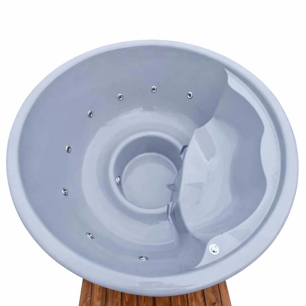 Uppsala – Thermohout Rond Hottub met Geïntegreerde Houtkachel - Massagejets, LED-Verlichting, Bubbelsysteem en Vrije Kleurkeuze