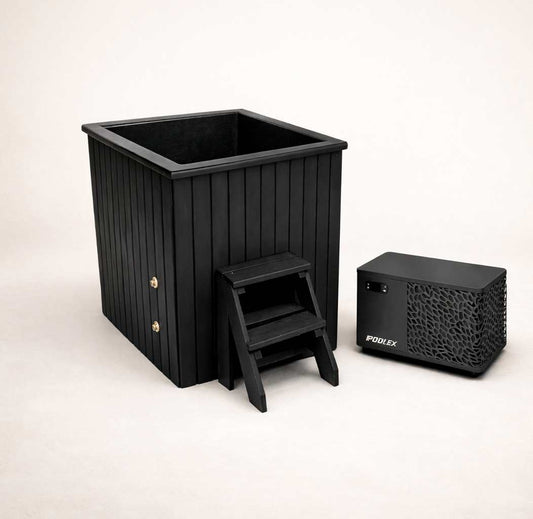 Horizon Thermowood Cold Plunge – Gletsjer – Koudwaterbad / Ice Bath / Hot Tub Functie – Met Poolex Smart Chiller – 400 Liter Rechthoekig Ijsbad – Premium Ijsbad Voor Koude Training – WiFi Bediening En Filter – Thuis & Commercieel Gebruik