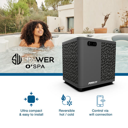 Poolex O'Spa 5kW Warmtepomp –  IJsbad Chiller - Hot Tub Functie Voor Ice Baths & Hot Tubs – Plug & Play – Verwarmen én Koelen (3°C tot 40°C)