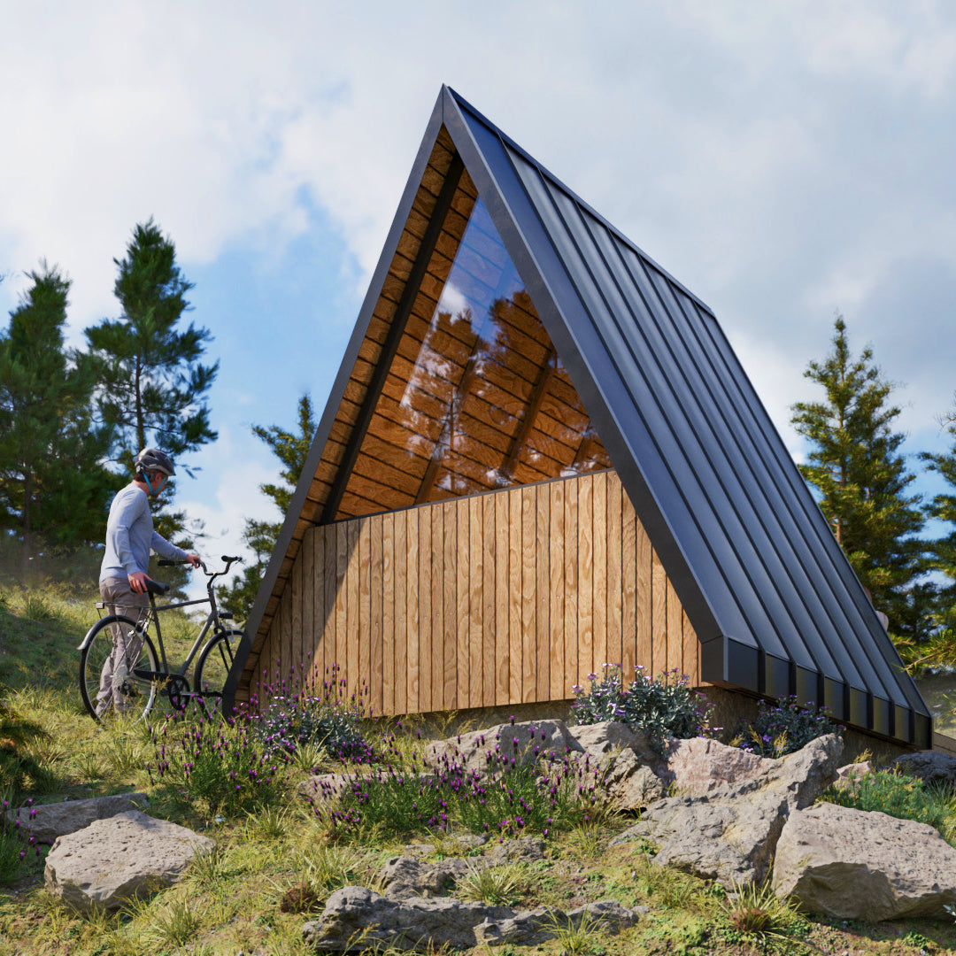 Model Amsterdam - Houten A-Frame Cabin - Woonhut Met Terras Met Grote A Raam