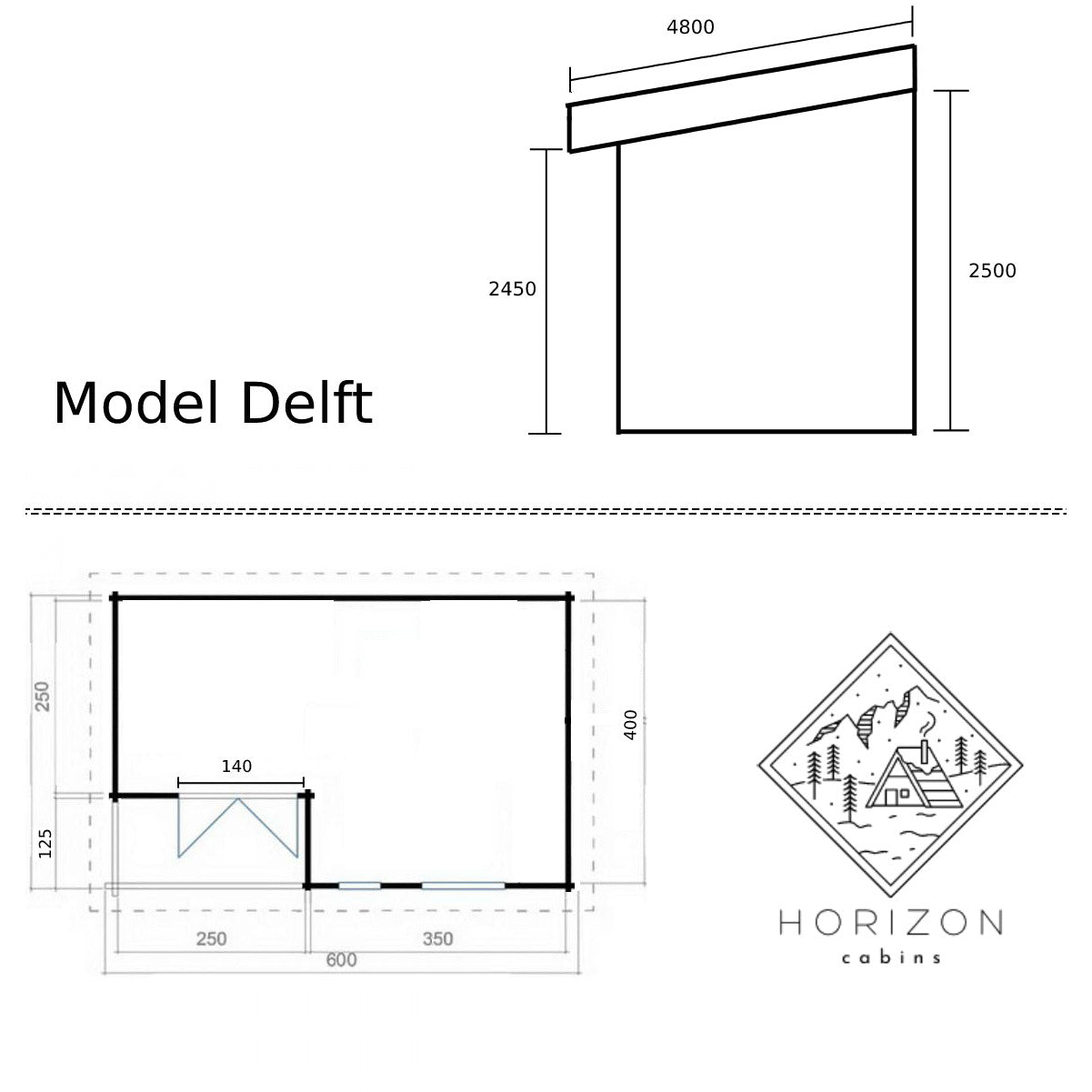 Model Delft - Ruime 24 m² Houten Blokhut met Overdekt Terras - Inclusief Levering en Constructie